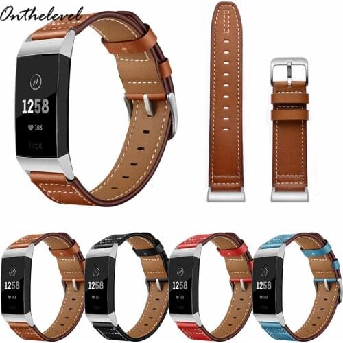 Onthelevel Genuine Leather Fitbit Versa Watchbands Watch Strap Pin Buckle Adapter Watch Accessories for Fitbit Charge 3