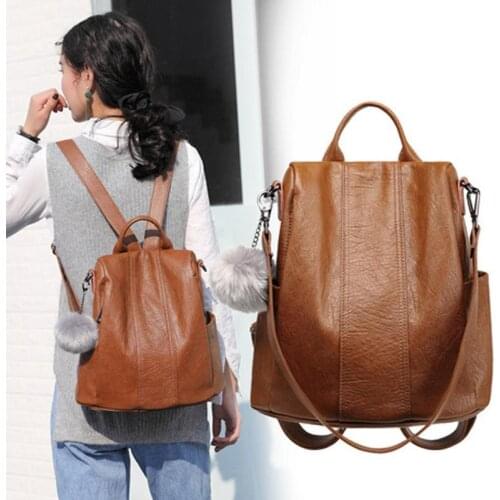 Backpack Bag For Women 2019 School Bag Ladies Anti Theft Backpack For Teenage Girl Vintage Leather Rucksack Bagpack Bookbag