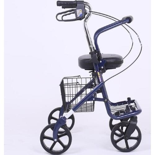 Folding Portable Shopping Cart High-grade Stainless Steel Trolley Shopping Cart Four Wheeled Rolling Shopping Cart for old man