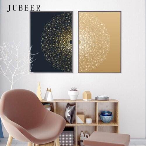 Modern Minimalist Poster Minimalist Art Abstract Painting Gold Line Circle Decorative Painting for Living Room Creative Poster