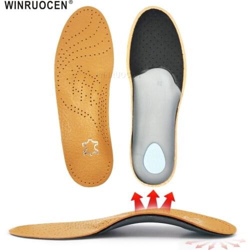 Leather Orthopedic insoles Flat Feet Arch Support Insoles Womens shoes Plantar Fasciitis Insoles for shoes OX Leg Health Pad