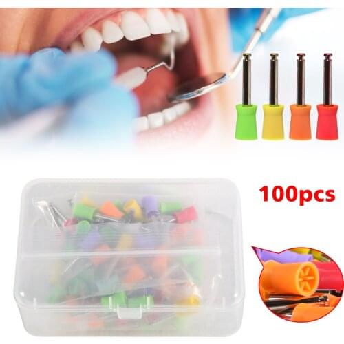 100PCS Dental Equipment Latch type Polishing Cups 3Colors Mixed Prophy Teeth Polisher Rubber Material Fit contra angle handpiece