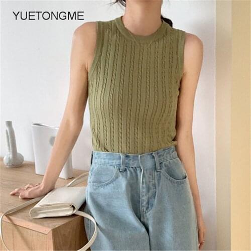 O-neck Sleeveless Tops Women 2021Fashion Cute Casual Knit Shirt summer Female Tank Top Basic Stretchy TSP172
