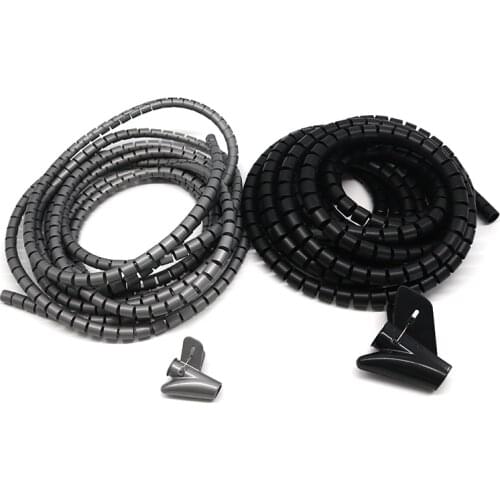 8/10/16mm*3m Wire Storage Tube Clips Cable Sleeve Organizer Pipe Wrap Cord Protector Flexible Spiral Management Device