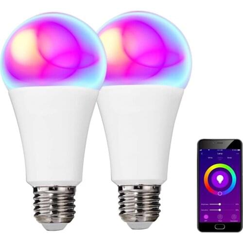 Wifi Smart Light Bulb Works With Alexa Echo And Google Home Full Color Dimmable Bombilla E27/E14/B22 10W Neon Changing LED Lamp