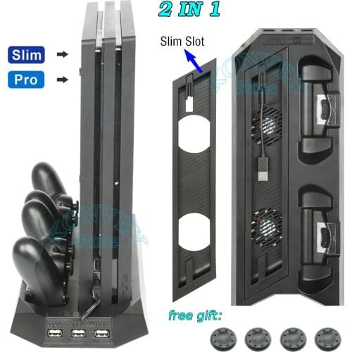 PS 4 Slim Pro Console Vertical Cooling Fan Stand Play Station PS4 Controller Charger for Sony Palystation 4 Slim Pro Accessories