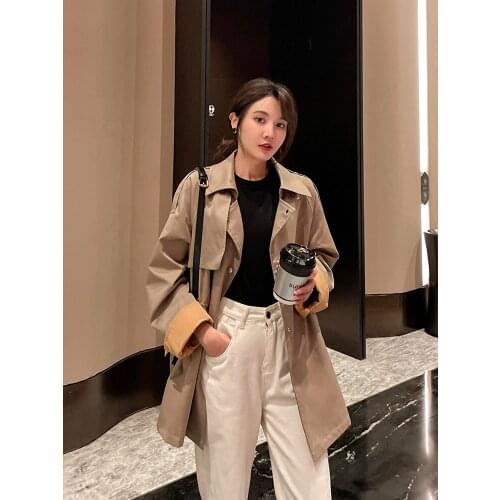 Windbreaker womens middle and long small autumn clothes in 2021 new high-end temperament British fashion coat trend