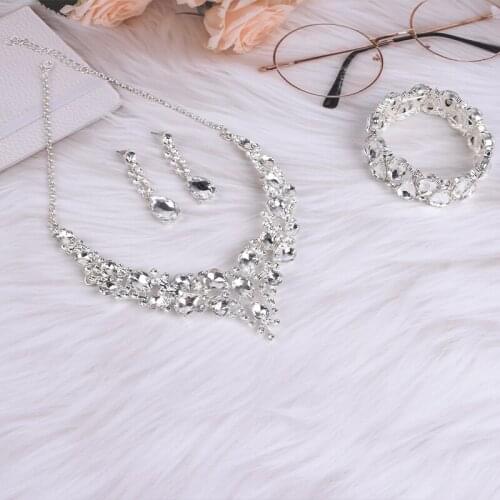 HOWAWAY High Quality Fashion Crystal Wedding Bridal Set Female Bride Necklace Wedding Jewelry Accessories
