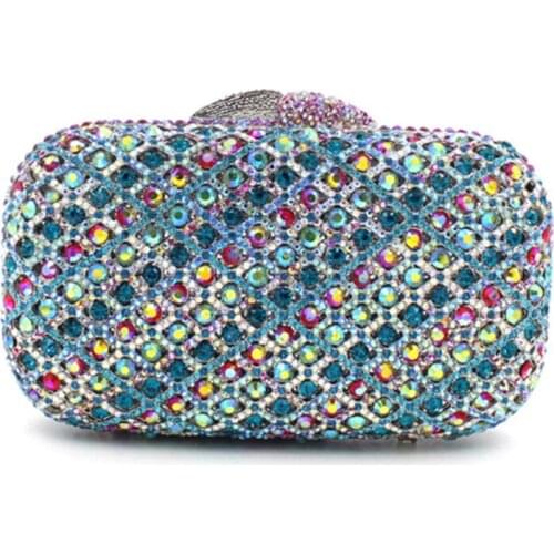 XIYUAN Crystals Evening Clutch Crystal Blue Bags For Women 2018 Rhinestone Purse Luxury Striped Womens Pochette Ladies Handbag