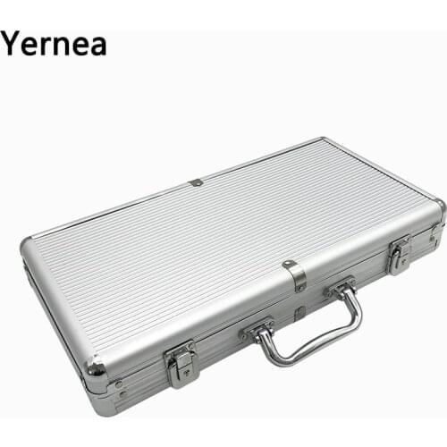 Yernea Hot Texas Playing Card 300 Poker Chips Box High quality Portable Non-slip Mat Aluminum is just a Box Suitcase Chips Box