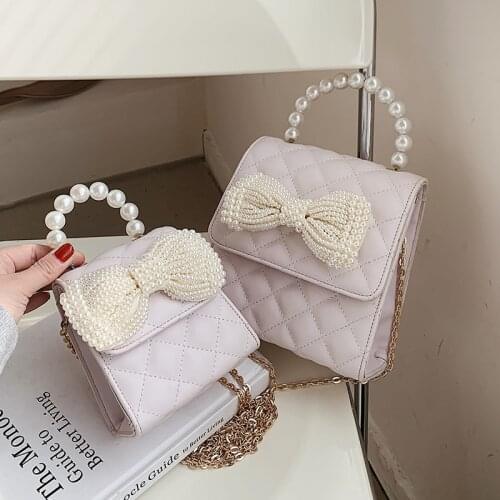 Pearl Handle Crossbody Bags For Women 2021 Designer Handbags Female Beading Bow Party Small Shoulder Messenger Bag