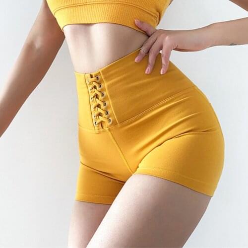High Waist Women Strappy Shorts Leggings Tummy Control Gym Compression Yoga Shorts Scrunch Butt Workout Fitness short pants