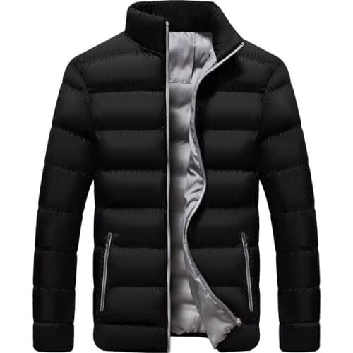 Winter Man Thickening Cotton-padded Jacket Clothes Soild Color Zipper Stand Lead Outerwear Youth Slim Coat Down Thermal Jackets