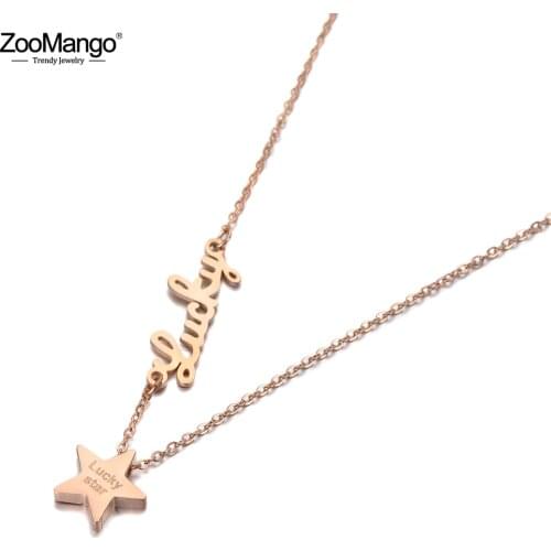 ZooMango Trendy Original Design Lucky Star Charm Pendant Necklaces For Girls Titanium Stainless Steel Office Necklace ZN19135