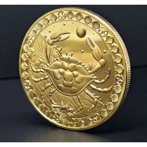 Twelve Constellation Zodiac Gold Commemorative Coins Cancer Tarot Wishing Sun God Lucky Love Medals Euro Astrology Souvenir