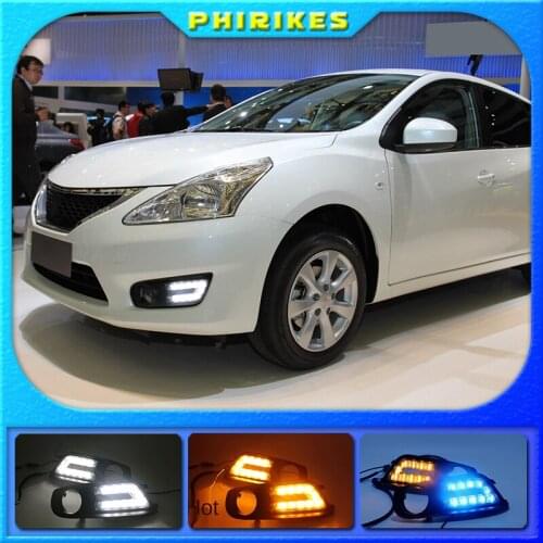1Pair For Nissan Tiida 2011-2015 Front LED Daytime Light Running Light DRL Flashing Day light Fog Lamp cover Frame