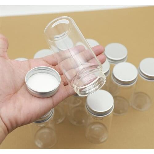 12 Pieces 47*100mm 130ml Glass Bottle vial Spicy jars Silver Screw Cap mini Jars storage Transparent jars test tube bottles