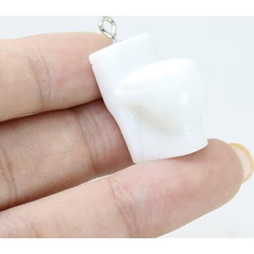 Yamily 2pcs/Resin Toilet Charm Simulation 3D Dollhouse Fun DIY Furniture Pendant Jewelry For Keychain Earrings Necklace Bracelet
