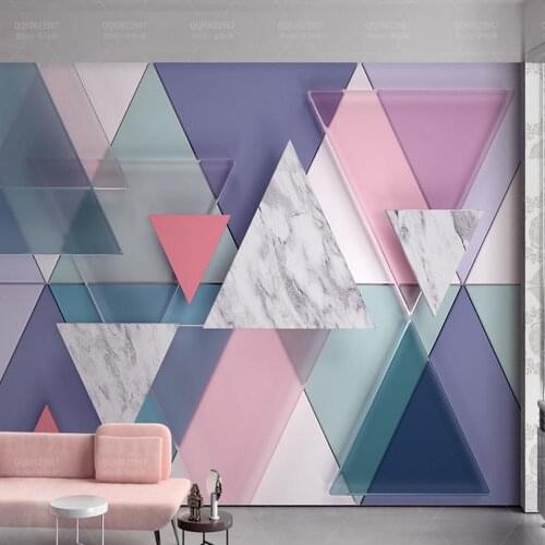 3D Abstract Geometric Triangle Glass Photo Mural Wallpaper for Living Room Large Size Marble Wall Paper Home Wall Decor Custom
