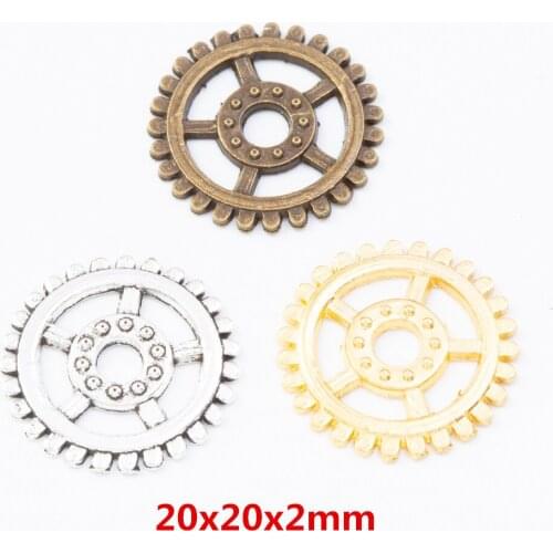 45 pieces of retro metal zinc alloy gear pendant for DIY handmade jewelry necklace making 7819