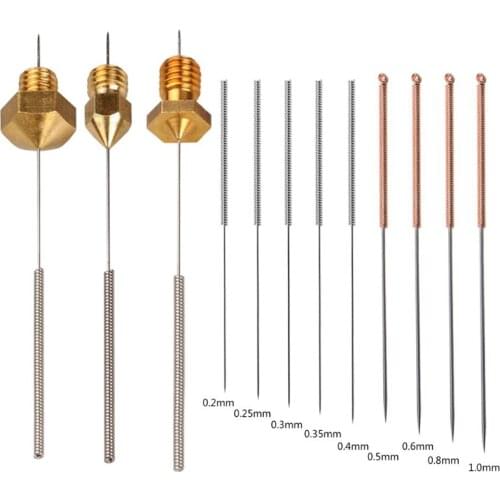 9Pcs/Set Stainless Steel Metal Nozzle Cleaning Needle Cleaner Drill Bit 0.2mm 0.25mm 0.3mm 0.35mm 0.4mm 0.5mm 0.6mm 0.8mm T84D