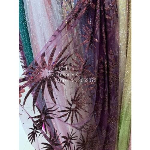 5yards/bag Purple abstract style pattern glitter pink sequined lace fabric used for wedding dress stage fashion QJ21