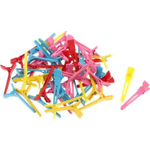 50pcs 1.8inches Plastic Candy Color Curl Clips Duckbill Sectioning Clamps Alligator Barrettes for Women Styling