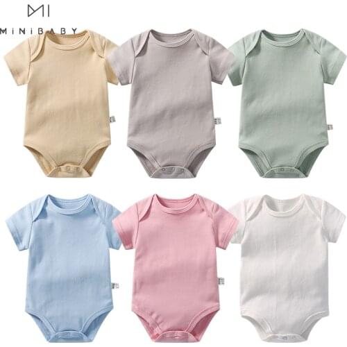 6 Colors Baby Boy Clothes 2021 Summer Newborn Bodysuit For Girl Short Sleeve Jumpsuit newborn -24m Cotton Clothing Twins Pajamas