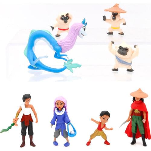 8pcs/set Disney Raya and The Last Dragon Action Figure Model Toy Cartoon Anime Cake Decoration Doll Kids Birthday Toys Gifts