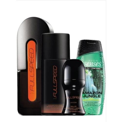 Avon. Legendary set consisting of 4 products. perfume . Full Speed. roll-on. Deodorant. Body shampoo. single package. Gorgeous s
