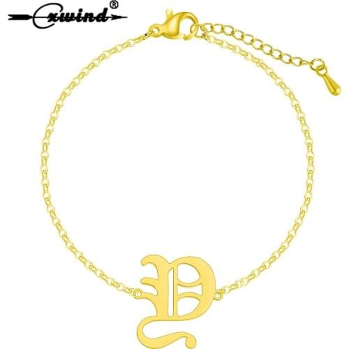 Cxwind Gold Color English Letter Y Bracelets for Women Men Bangle Cuff Beach Couple Gift Fashion Adjustable Chain Jewelry