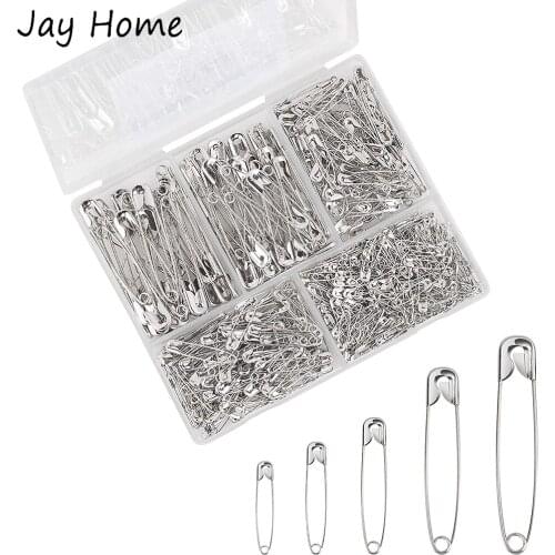 550Pcs Sewing Safety Pins 5 Sizes Stainless Steel Fabric Clothing Safety Pins for DIY Crafting Jewelry Making Sewing Accessories