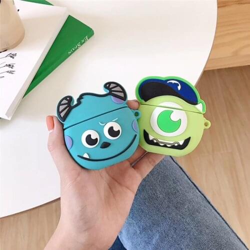 Disney 3D Mike Wazowski Earphone Case Cover For Airpods 1/2 Headphones Cover Bluetooth Earphone Wireless Charging Box Bags