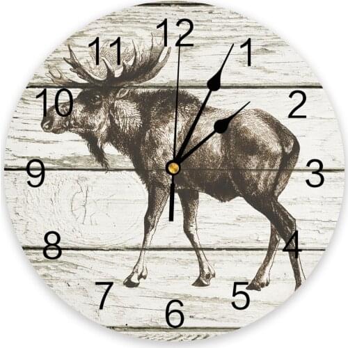 Wood Moose Lines Creative Wall Clock For Home Office Decoration Living Room Bedroom Kids Room Hanging Watch