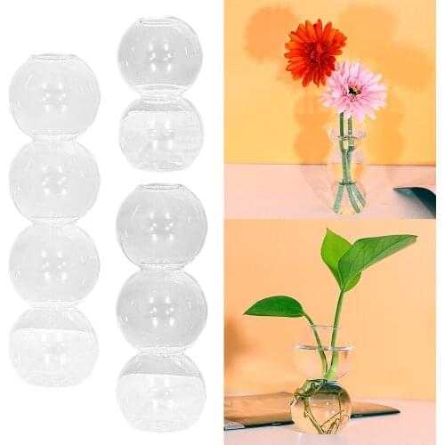 Hydroponic Vase Plant Glass Tube Hydroponic Plant Transparent Vase Wooden Frame Coffee Shop Room Decor Desk Decor