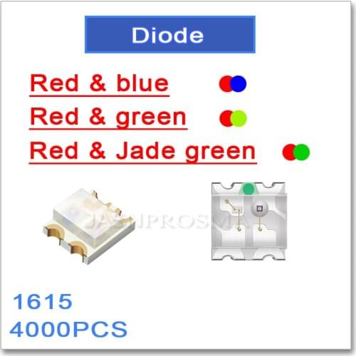 JASNPROSMA 1615 red and blue red and green red and Jade green Bicolor ligh 4000PCS SMD LED common and high quality