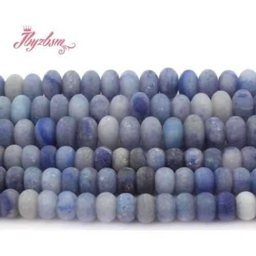 3x6 4x8mm Matte Frosted Blue Aventurine Stone Rondelle Spacer Loose Bead for DIY Bracelet Jewelry Making 15"Free Shipping