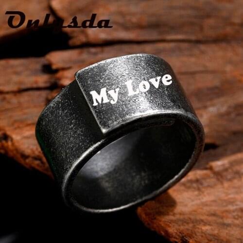 Stainless Steel Mens Custom Viking Retro Ring Vintage Wedding Couple Anillo Gothic Accessories Free Shipping Boyfriend Gift