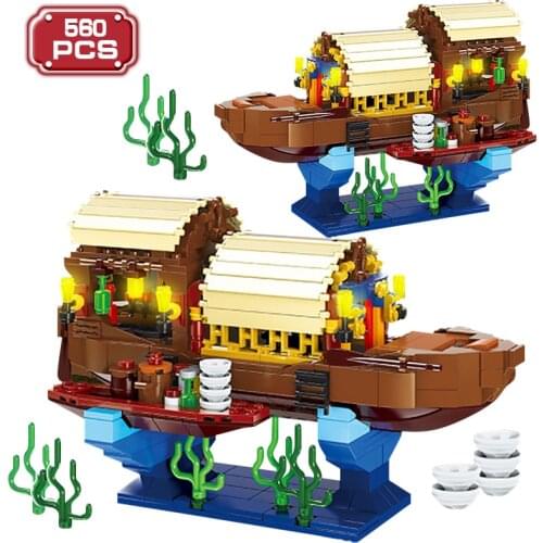 Technical Street View Building Block Flower Boats Sea Boat Cruise Boat Brick Creative AssemblyToys for childrens Festival Gifts