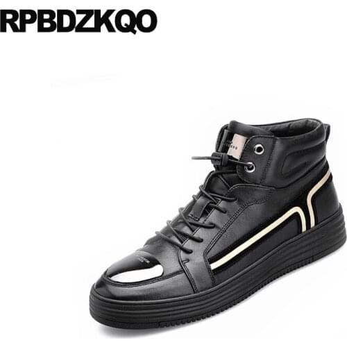 Cow skin winter metal real leather hip hop high top skate trainers black quality red creepers men italy casual shoes sneakers