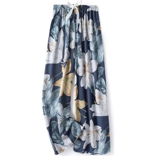 Jasmine Printing Sleep Bottoms Safety Lady Leggings Ankle-Length Pants Fashion Women Elastic Waist Underpant Pant Pajamas