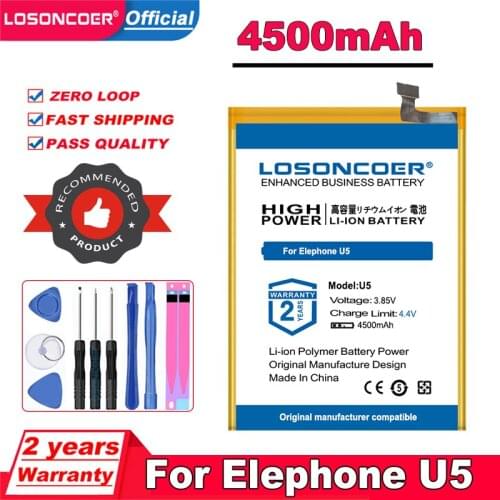Top Brand 100% New 4500mAh Battery For Elephone U5 Mobile Phone Battery