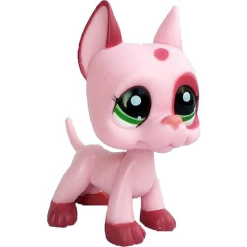 LPS CAT Rare animal figure pet shop toys dog pink great dane #2598 red eyes old original anime toys for children