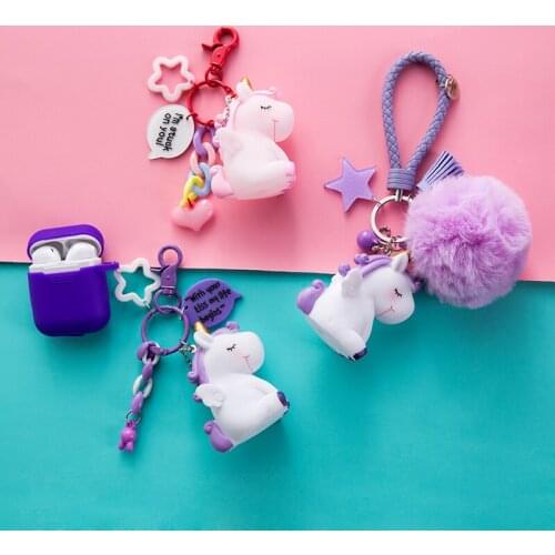 Cute Fashion Unicorn Anime Keychain Creative Personality Three-dimensional Charm Keychain Girl Bag Mobile Phone Keychain
