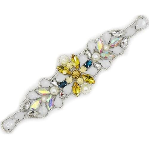 Fashion Pretty Sparkling Crystal Rhinestone Applique For Bridal Sash WRA-907