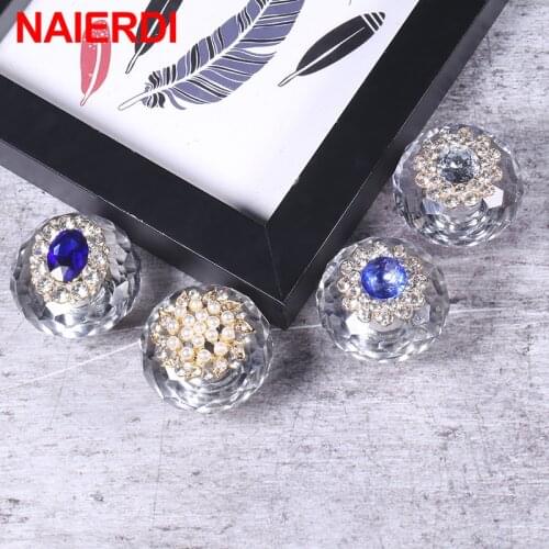 NAIERDI Crystal Cabinet Knobs and Handles Luxury Cabinet Pulls Dresser Drawer Knobs Kitchen Handles Furniture Handle Hardware