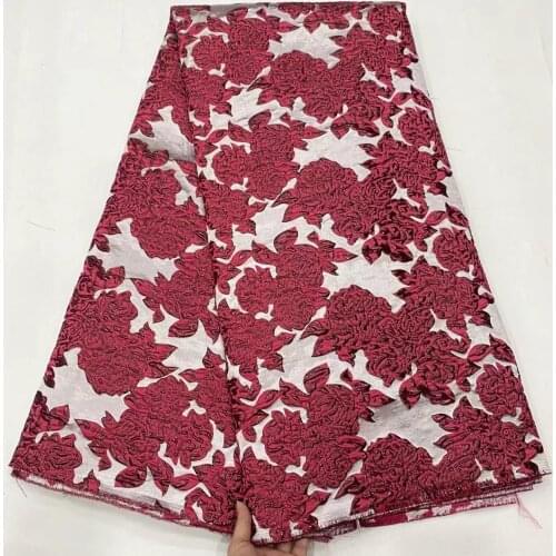 Latest African Brocade Lace Fabric 2021 High Quality Nigerian Lace Fabrics Jacquard Fabric With Feather For Wedding Dress F005