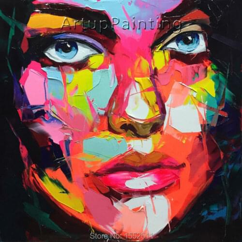 Palette knife painting portrait Palette knife Face Oil painting Impasto figure on canvas Hand painted Francoise Nielly 16-14