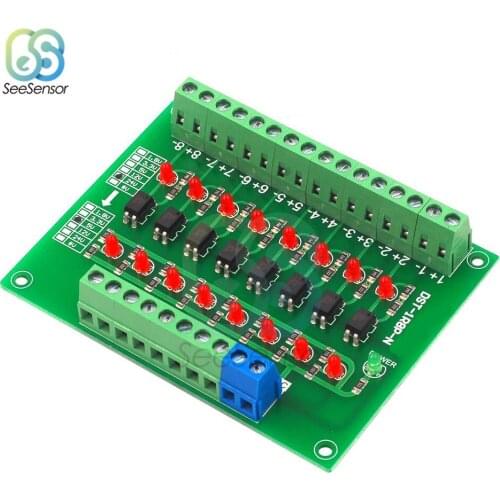 Optocoupler Isolation Board Isolated Module PLC Signal Level Voltage Converter Board 8 Bit NPN 24V to 5V 8 Channel