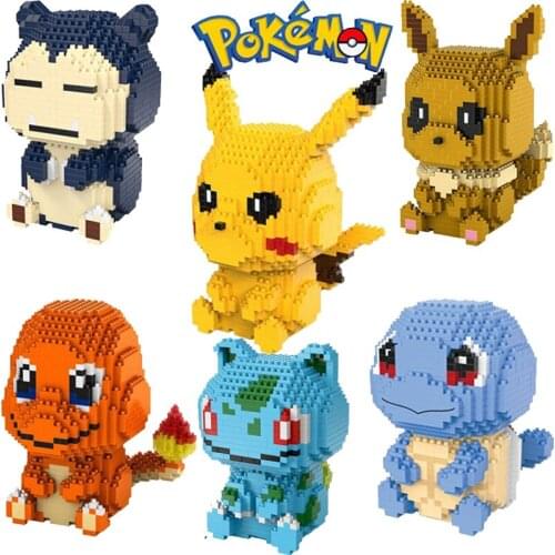 Pokemon series Pikachu fire dragon cartoon character model diamond small building blocks children gift toys